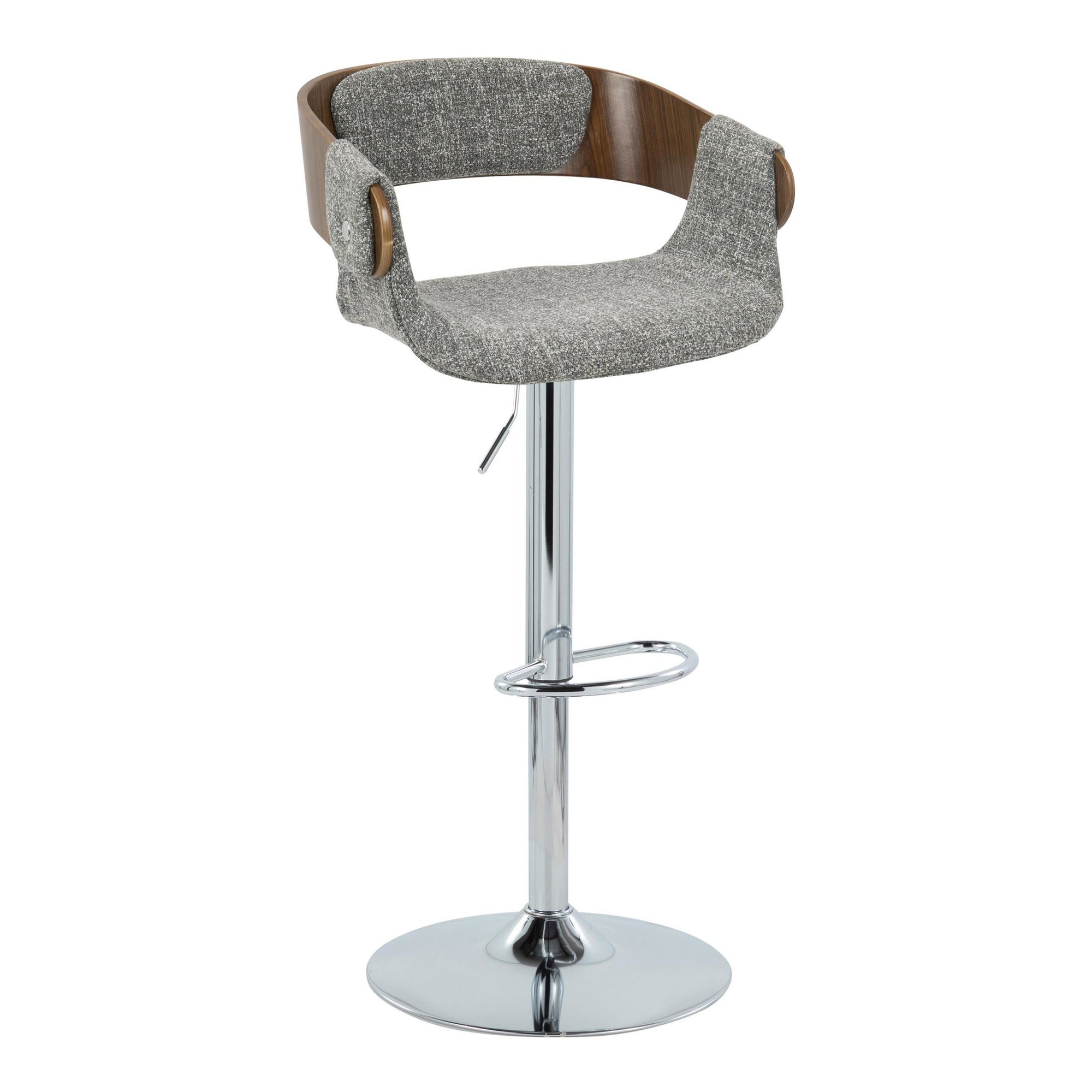 Elisa Grey Mid-Century Modern Swivel Adjustable Barstool (Set of 2) 2 Elisa Grey Mid-Century Modern Swivel Adjustable Barstool (Set of 2) - Image 2