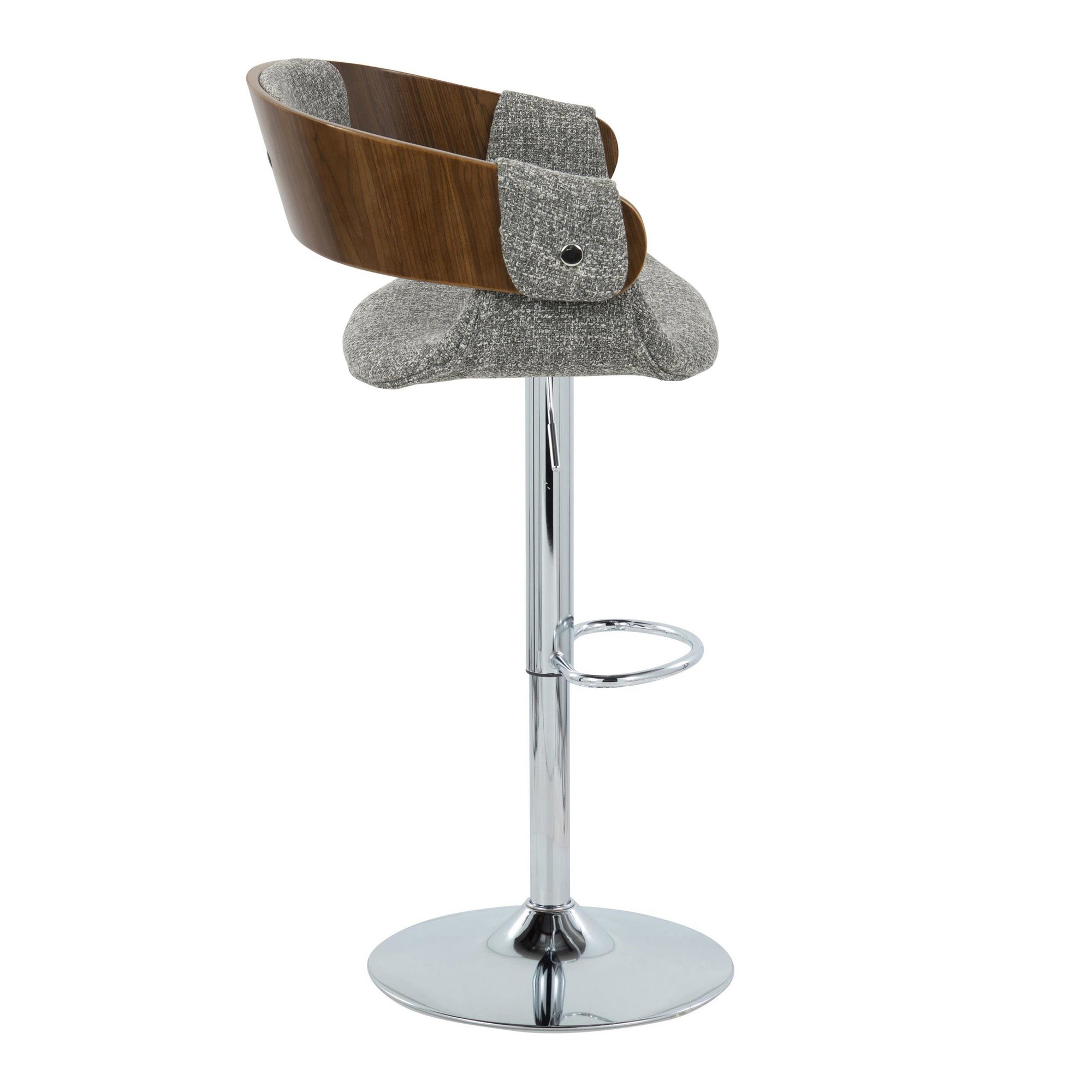 Elisa Grey Mid-Century Modern Swivel Adjustable Barstool (Set of 2) 3 Elisa Grey Mid-Century Modern Swivel Adjustable Barstool (Set of 2) - Image 3