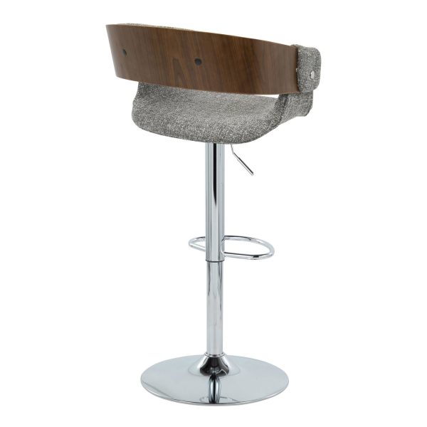 Elisa Grey Mid Century Modern Swivel Adjustable Barstool Set of 2 3