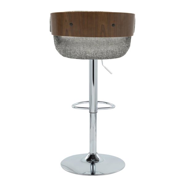 Elisa Grey Mid Century Modern Swivel Adjustable Barstool Set of 2 4