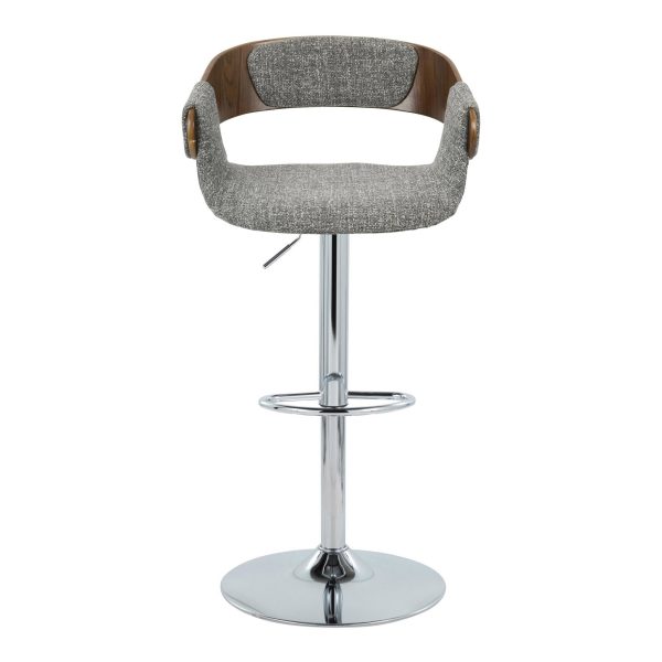 Elisa Grey Mid Century Modern Swivel Adjustable Barstool Set of 2 5