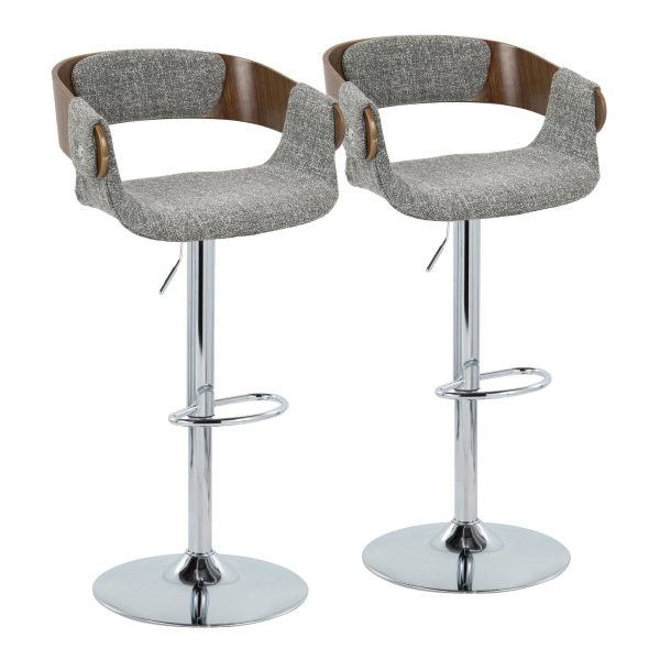 Elisa Grey Mid Century Modern Swivel Adjustable Barstool Set of 2