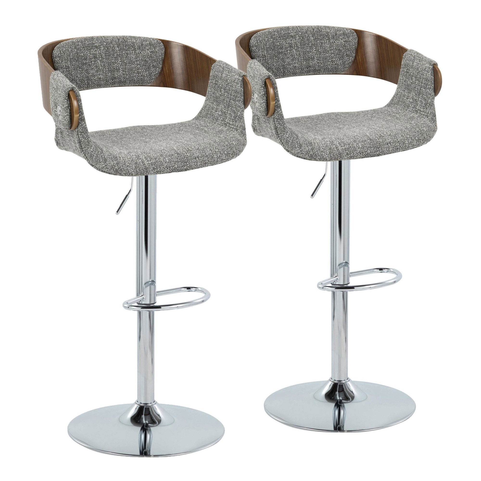 Elisa Grey Mid-Century Modern Swivel Adjustable Barstool (Set of 2) 1 Elisa Grey Mid-Century Modern Swivel Adjustable Barstool (Set of 2)