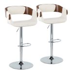 Elisa Mid-Century Modern Chrome and Walnut Swivel Barstool (Set of 2) 8 Elisa Mid-Century Modern Chrome and Walnut Swivel Barstool (Set of 2)