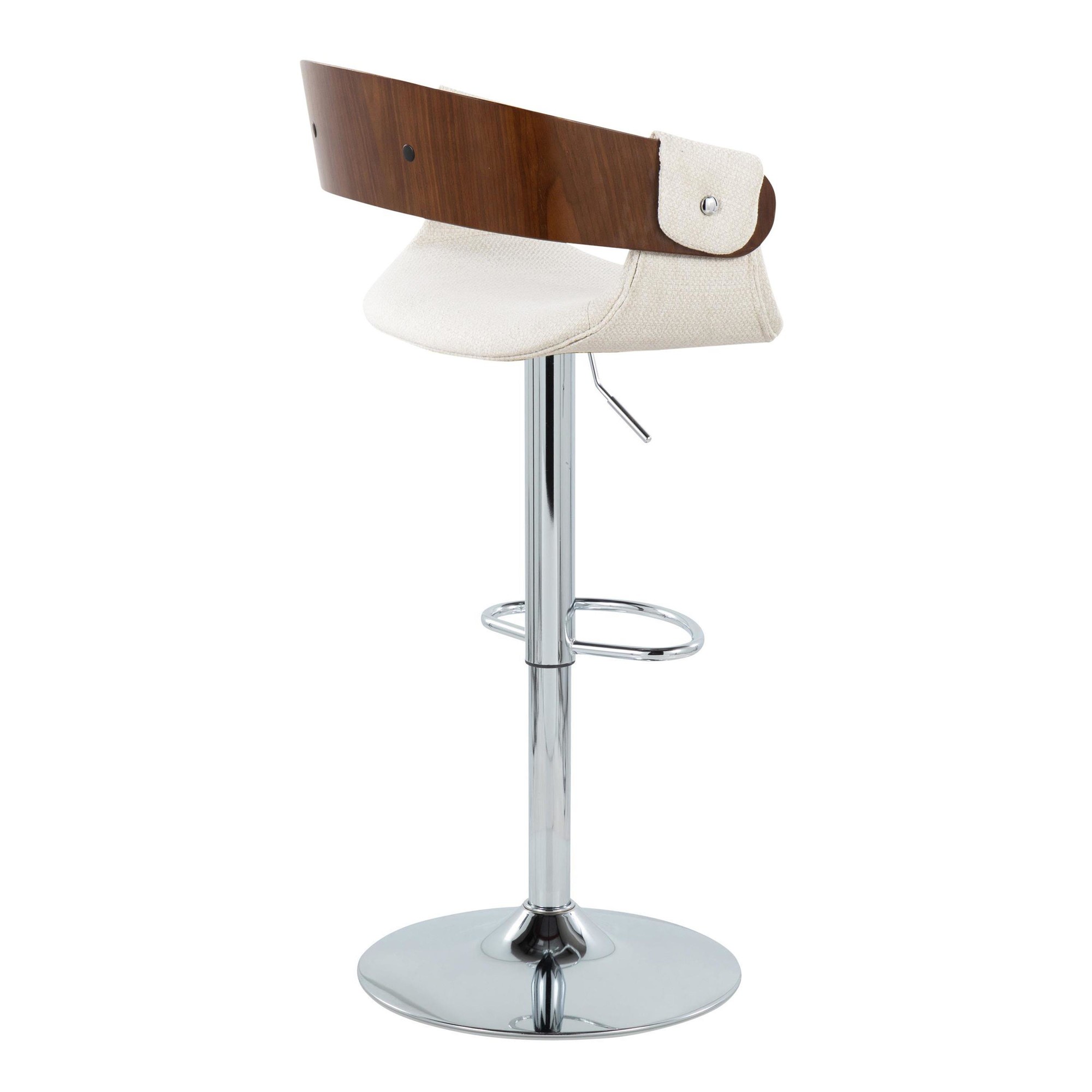 Elisa Mid-Century Modern Chrome and Walnut Swivel Barstool (Set of 2) 4 Elisa Mid-Century Modern Chrome and Walnut Swivel Barstool (Set of 2) - Image 4