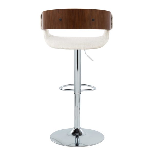 Elisa Mid Century Modern Chrome and Walnut Swivel Barstool Set of 2 4