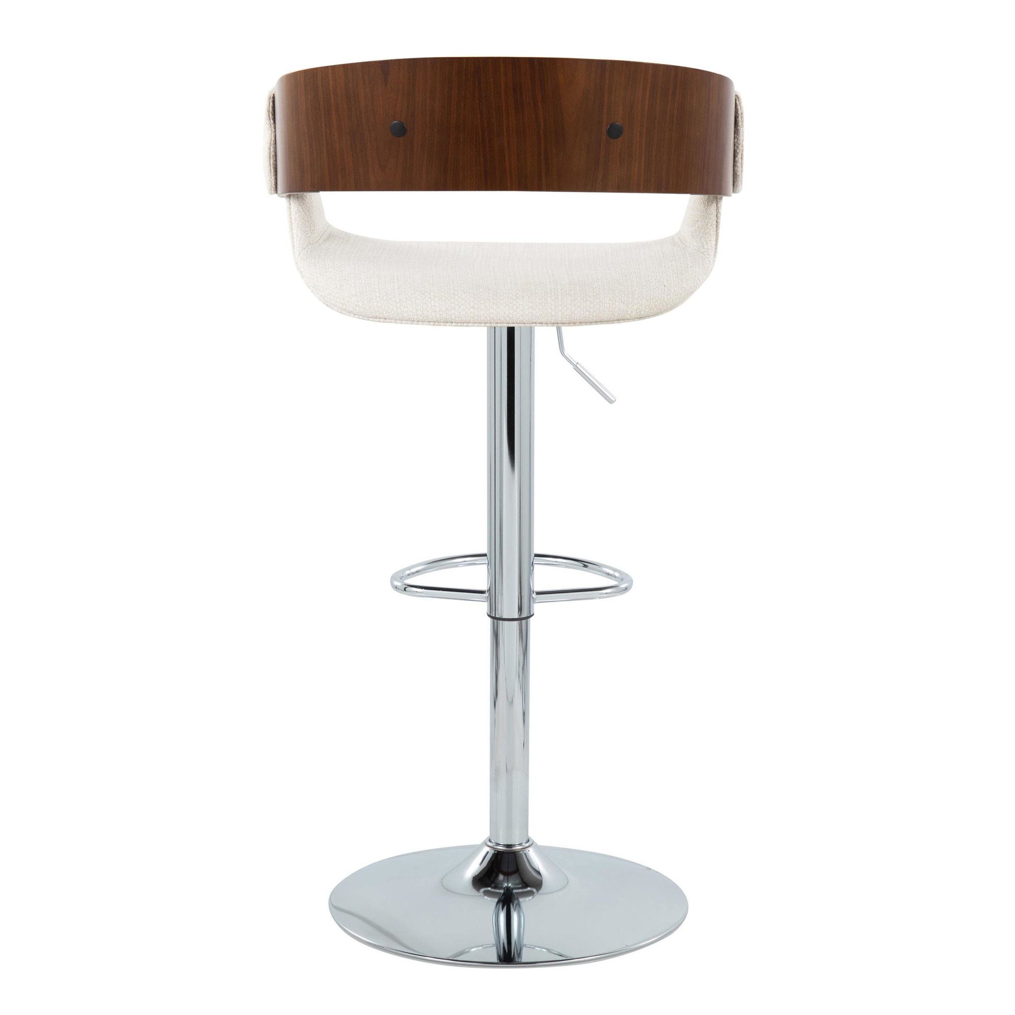 Elisa Mid-Century Modern Chrome and Walnut Swivel Barstool (Set of 2) 5 Elisa Mid-Century Modern Chrome and Walnut Swivel Barstool (Set of 2) - Image 5