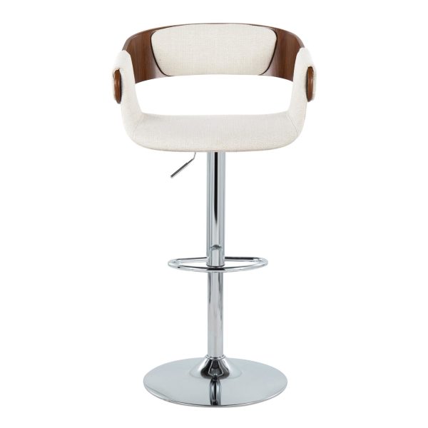 Elisa Mid Century Modern Chrome and Walnut Swivel Barstool Set of 2 5