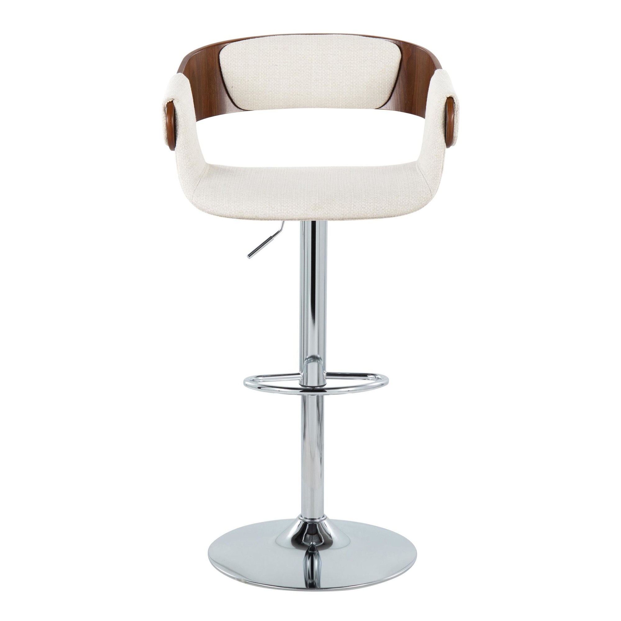 Elisa Mid-Century Modern Chrome and Walnut Swivel Barstool (Set of 2) 6 Elisa Mid-Century Modern Chrome and Walnut Swivel Barstool (Set of 2) - Image 6