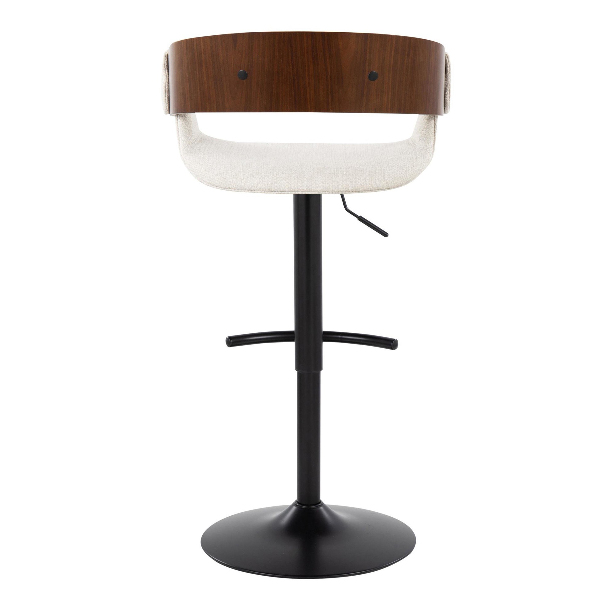 Elisa Mid-Century Modern Cream Fabric Adjustable Barstools w/ Rounded T Footrest (Set of 2) 9 Elisa Mid-Century Modern Cream Fabric Adjustable Barstools w/ Rounded T Footrest (Set of 2) - Image 9