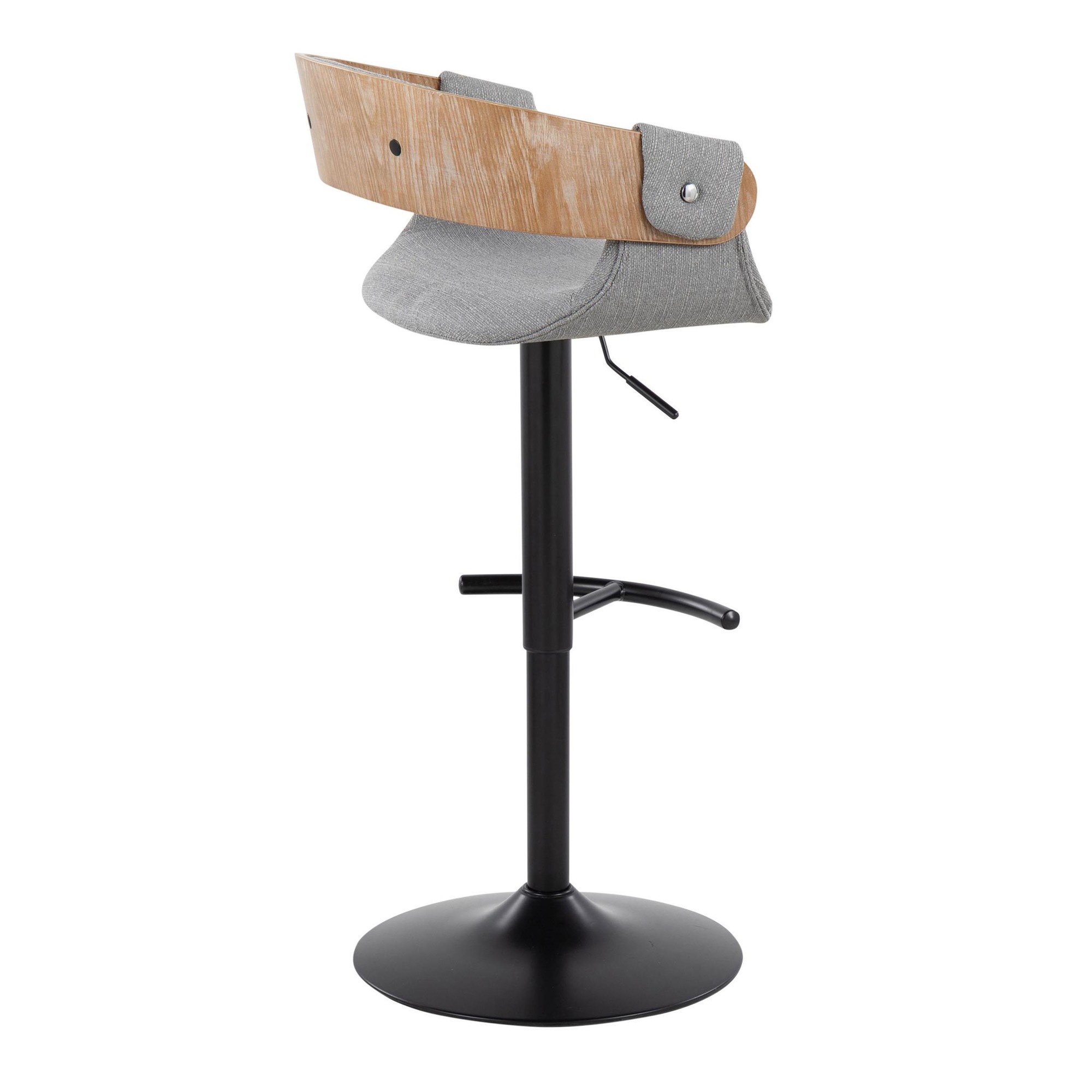 Elisa Mid-Century Modern Grey Fabric Adjustable Barstools (Set of 2) 8 Elisa Mid-Century Modern Grey Fabric Adjustable Barstools (Set of 2) - Image 8