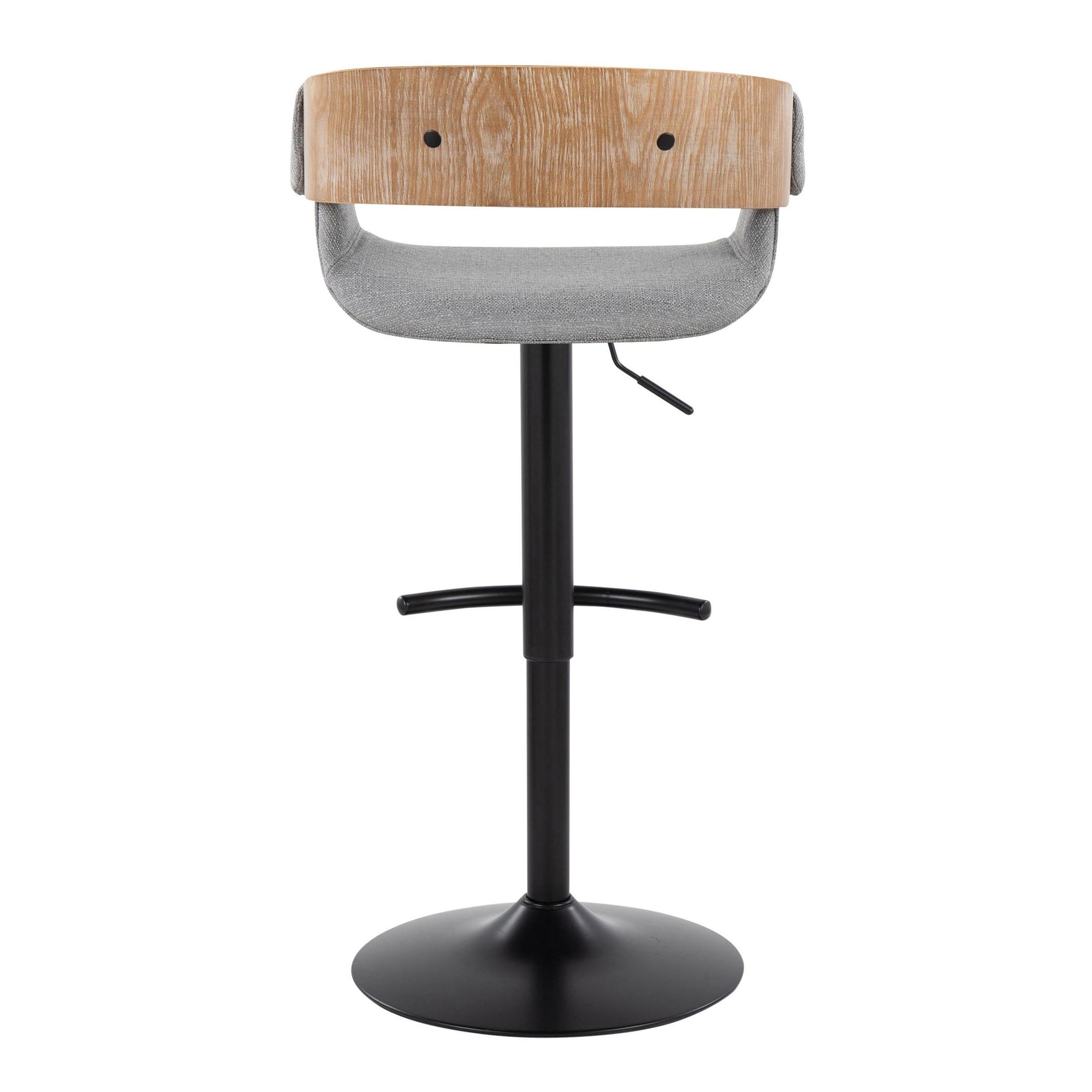 Elisa Mid-Century Modern Grey Fabric Adjustable Barstools (Set of 2) 9 Elisa Mid-Century Modern Grey Fabric Adjustable Barstools (Set of 2) - Image 9