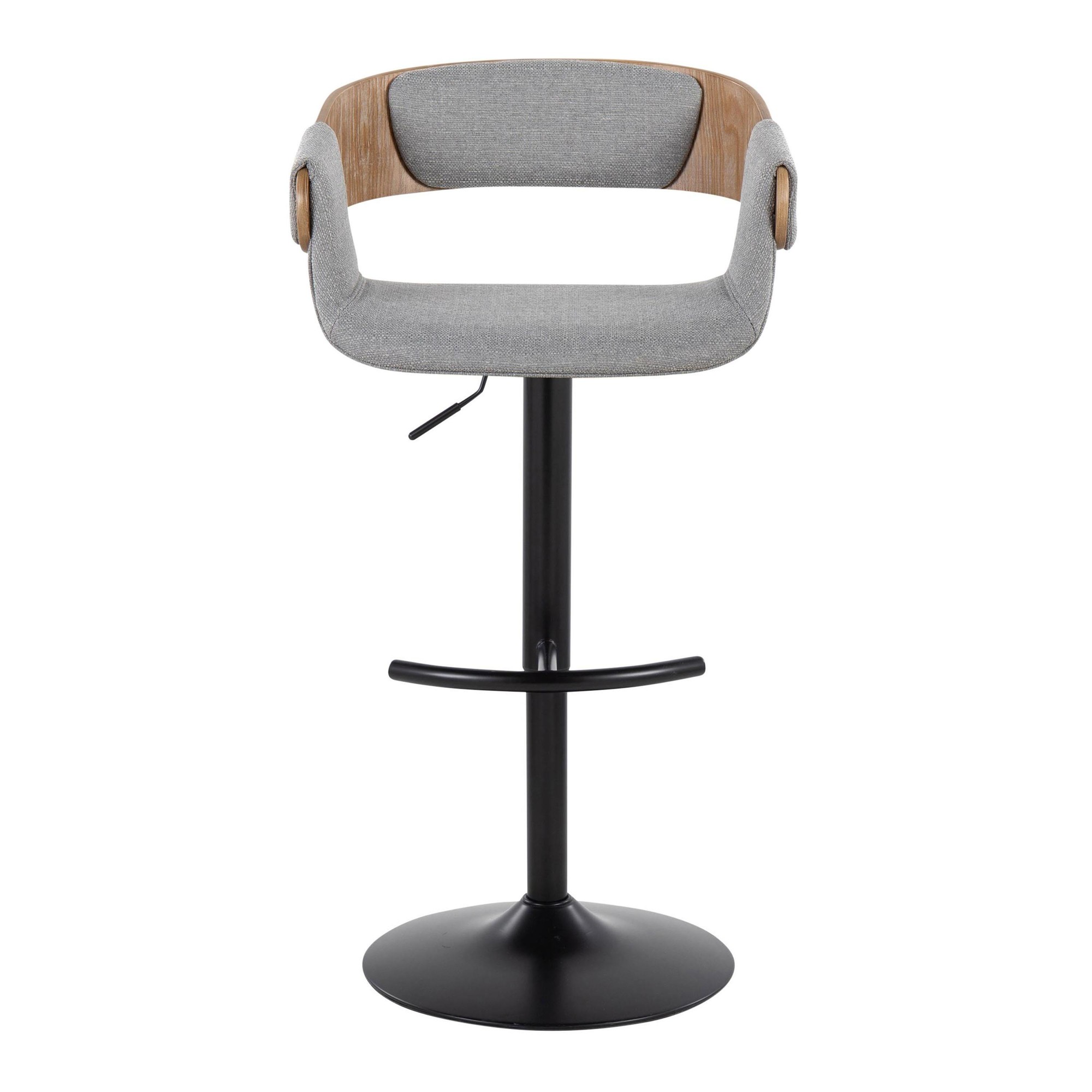 Elisa Mid-Century Modern Grey Fabric Adjustable Barstools (Set of 2) 10 Elisa Mid-Century Modern Grey Fabric Adjustable Barstools (Set of 2) - Image 10