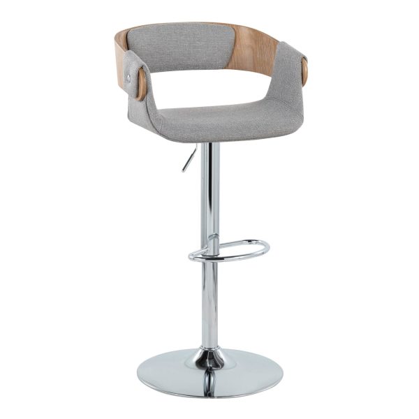 Elisa Mid Century Modern Grey Swivel Barstools w Oval Footrest Set of 2 1