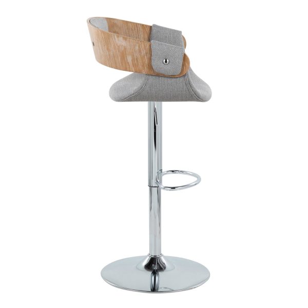 Elisa Mid Century Modern Grey Swivel Barstools w Oval Footrest Set of 2 2