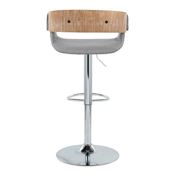Elisa Mid Century Modern Grey Swivel Barstools w Oval Footrest Set of 2 4