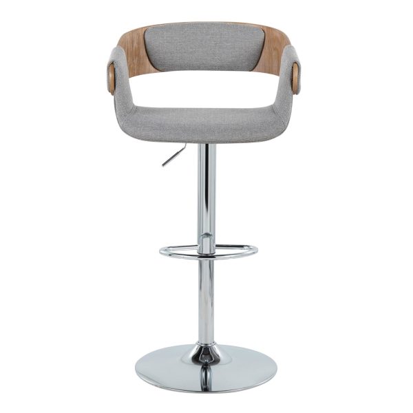 Elisa Mid Century Modern Grey Swivel Barstools w Oval Footrest Set of 2 5