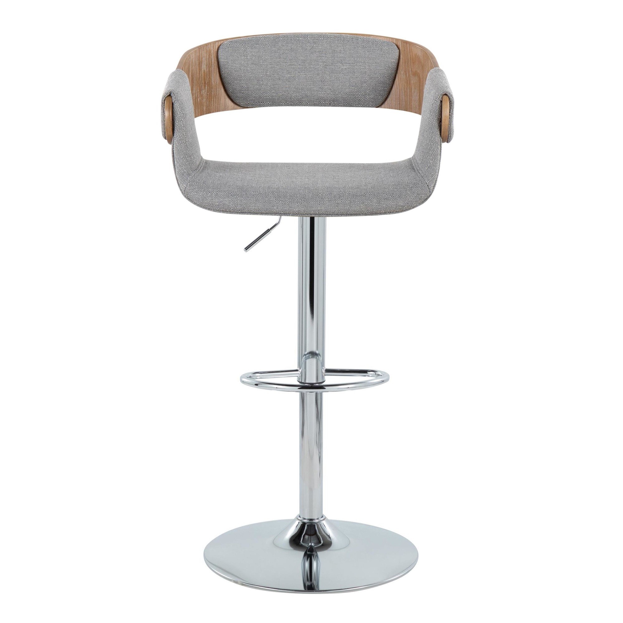 Elisa Mid-Century Modern Grey Swivel Barstools w/ Oval Footrest (Set of 2) 6 Elisa Mid-Century Modern Grey Swivel Barstools w/ Oval Footrest (Set of 2) - Image 6