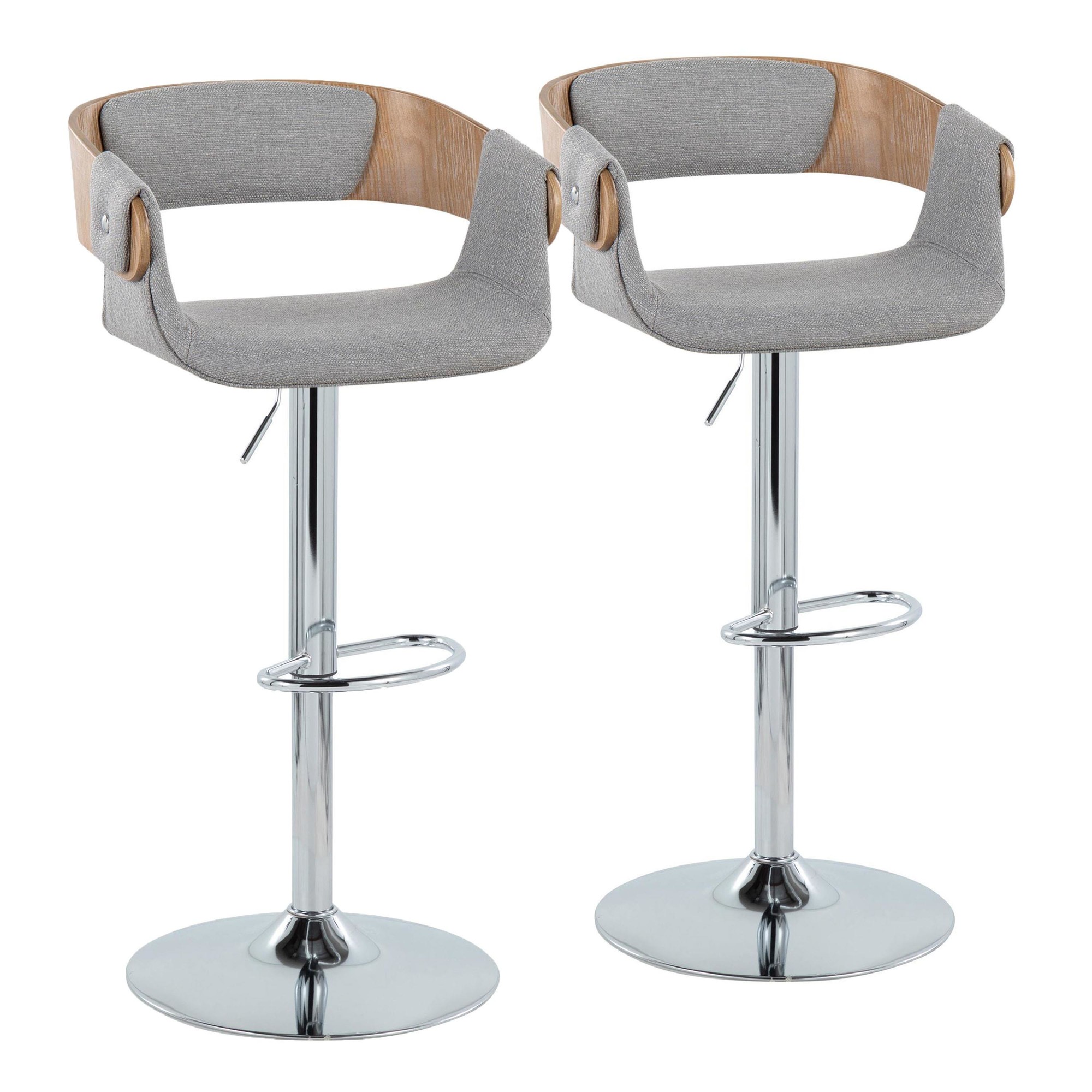 Elisa Mid-Century Modern Grey Swivel Barstools w/ Oval Footrest (Set of 2) 1 Elisa Mid-Century Modern Grey Swivel Barstools w/ Oval Footrest (Set of 2)