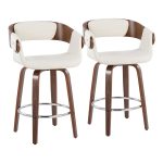 Elisa Walnut and Cream Mid-Century Modern Counter Stools (Set of 2) 13 Elisa Walnut and Cream Mid-Century Modern Counter Stools (Set of 2)