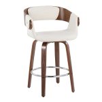 Elisa Walnut and Cream Mid-Century Modern Counter Stools (Set of 2) 14 Elisa Walnut and Cream Mid-Century Modern Counter Stools (Set of 2)