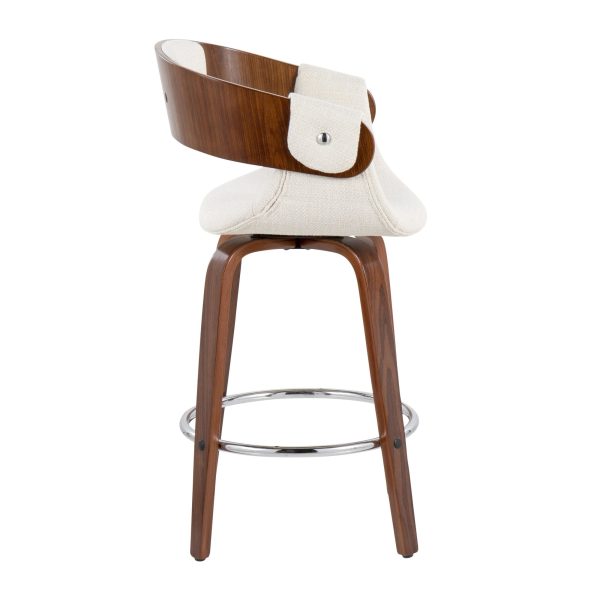 Elisa Walnut and Cream Mid Century Modern Counter Stools Set of 2 4