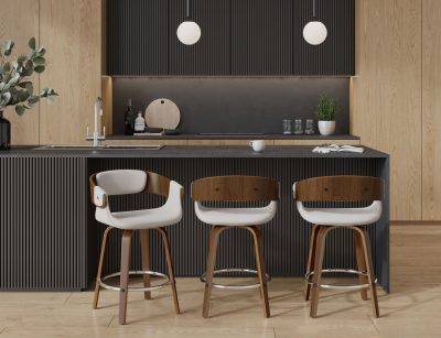 Elisa Walnut and Cream Mid-Century Modern Counter Stools (Set of 2)