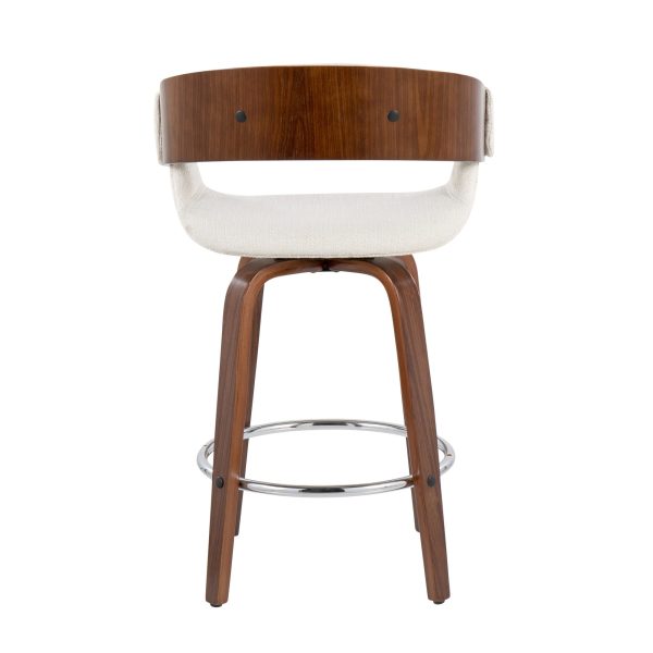 Elisa Walnut and Cream Mid Century Modern Counter Stools Set of 2 6