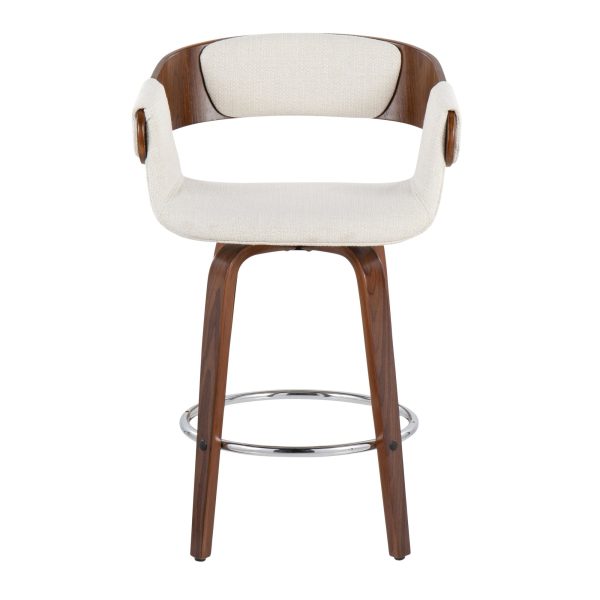 Elisa Walnut and Cream Mid Century Modern Counter Stools Set of 2 7