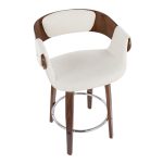 Elisa Walnut and Cream Mid-Century Modern Counter Stools (Set of 2) 19 Elisa Walnut and Cream Mid-Century Modern Counter Stools (Set of 2)