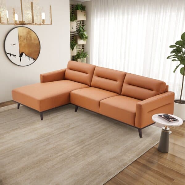 EllaL ShapedCognacPULeatherLeftSectionalCouch 2