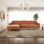 Cognac Vegan Leather L-Shaped Left Sectional Sofa