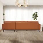 Cognac Vegan Leather L-Shaped Sectional Sofa for Living Rooms