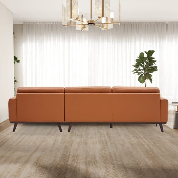 EllaL ShapedCognacPULeatherRightSectionalCouch 1