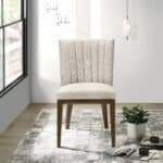 Beige Fabric Dining Chairs Durable and Stylish Mid-Century Design (Set of 2)