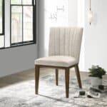Beige Fabric Dining Chairs Durable and Stylish Mid-Century Design (Set of 2)