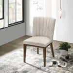 Beige Fabric Dining Chairs Durable and Stylish Mid-Century Design (Set of 2)