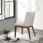 Beige Fabric Dining Chairs Durable and Stylish Mid-Century Design (Set of 2)