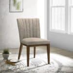 Cream Solid Wood Dining Chair with Fabric Upholstery (Set of 2)