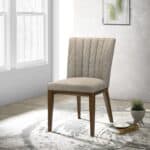 Cream Solid Wood Dining Chair with Fabric Upholstery (Set of 2)