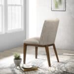 Cream Solid Wood Dining Chair with Fabric Upholstery (Set of 2)