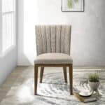 Cream Solid Wood Dining Chair with Fabric Upholstery (Set of 2)