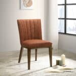 Orange Fabric Dining Chair Mid-Century Design (Set of 2)