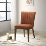 Orange Fabric Dining Chair Mid-Century Design (Set of 2)