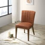 Orange Fabric Dining Chair Mid-Century Design (Set of 2)