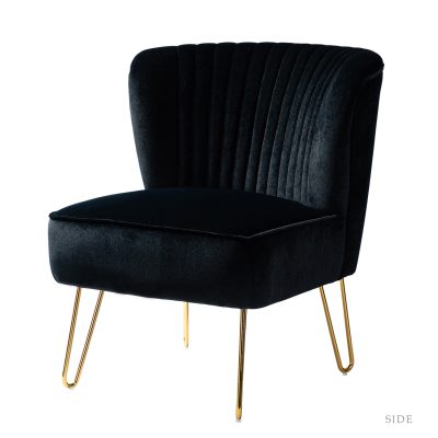 Eloisa Black Velvet Channel Tufted Accent Side Chair