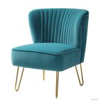 Eloisa Blue Velvet Channel Tufted Armless Accent Chair 7 Eloisa Blue Velvet Channel Tufted Armless Accent Chair