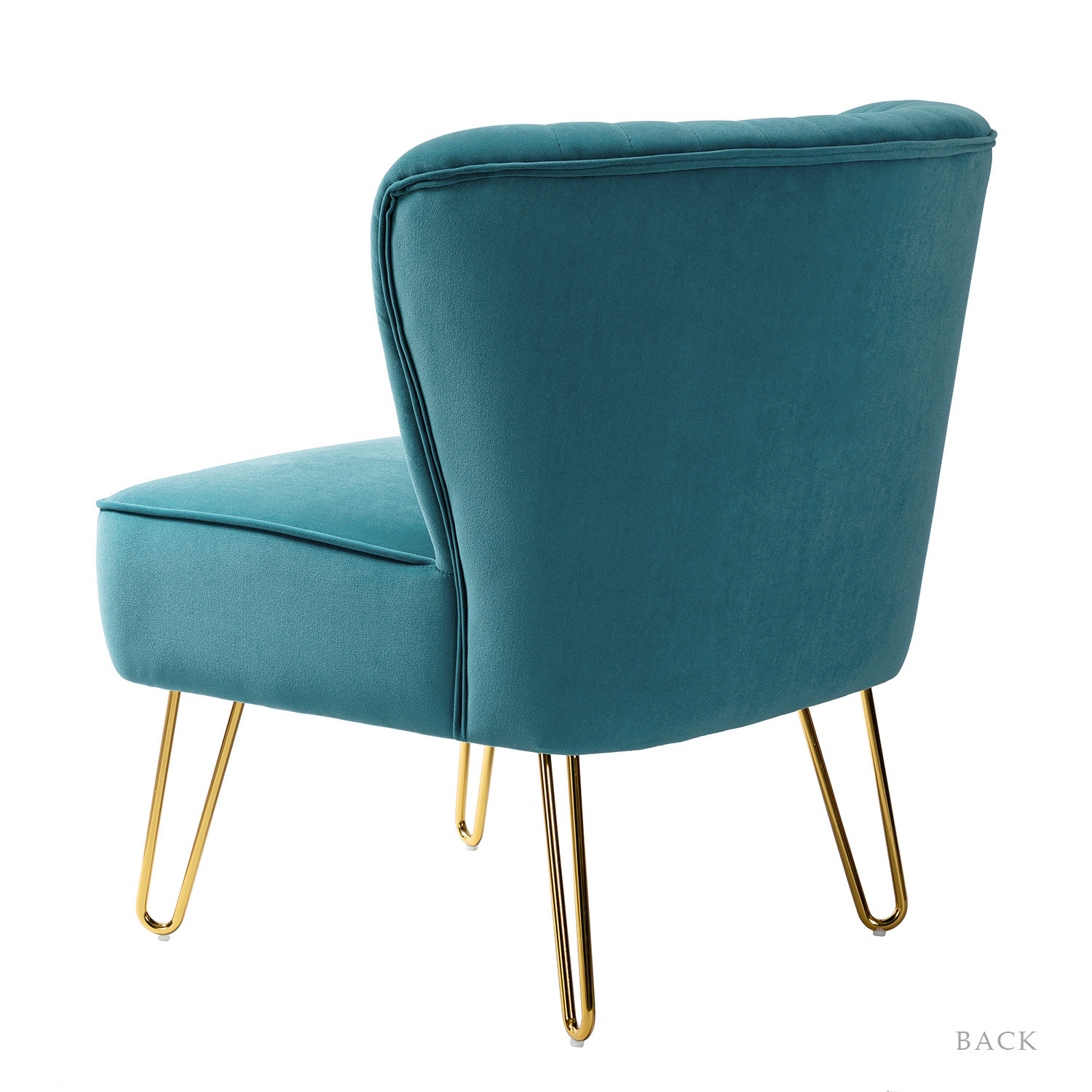 Eloisa Blue Velvet Channel Tufted Armless Accent Chair 3 Eloisa Blue Velvet Channel Tufted Armless Accent Chair - Image 3