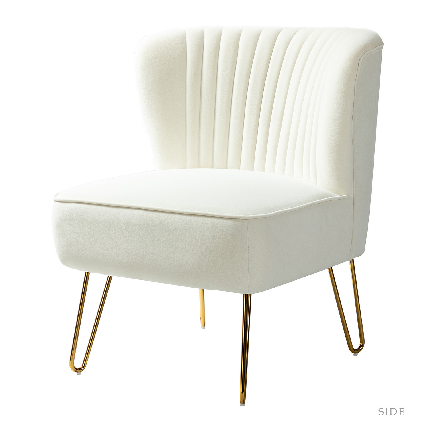 Eloisa Ivory Velvet Channel Tufted Armless Accent Side Chair 1 Eloisa Ivory Velvet Channel Tufted Armless Accent Side Chair