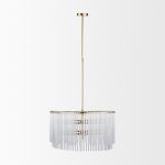 Elsa (26"x14") Clear Glass and Gold Metal Frame Six Bulb Chandelier